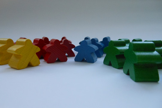 Colourful wooden playing piece.