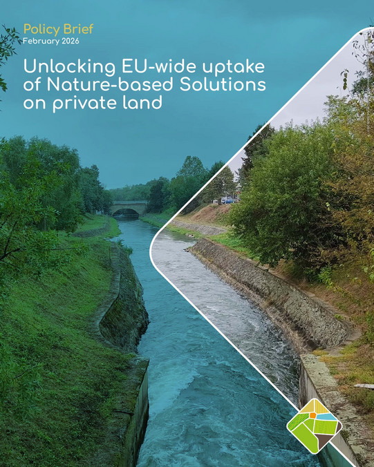 Cover page of the document "Unlocking EU-wide uptake of Nature-based Solutions on private land". 