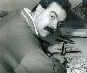 Heinz Kobs at the drawing board.